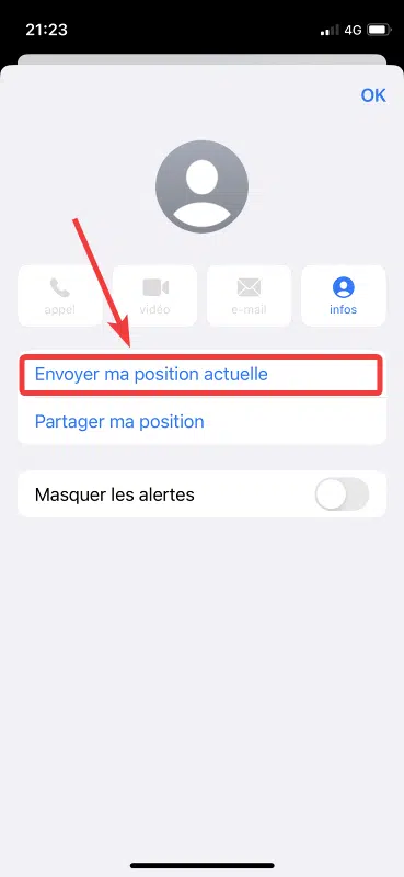 Envoyer position actuelle depuis iPhone