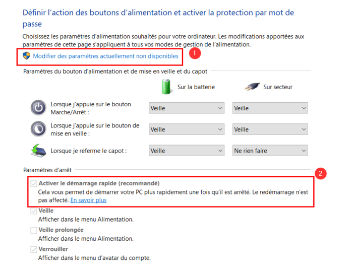 Activer ou désactiver le démarrage rapide sous Windows 10 - Lecoindunet