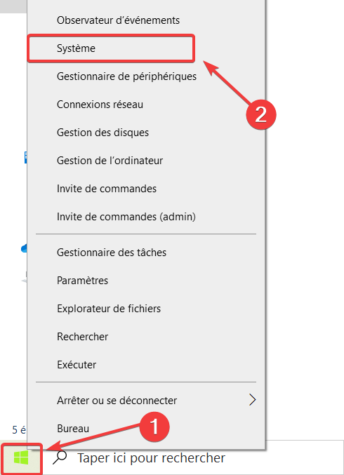 Windows 10 - Menu démarrer - Système