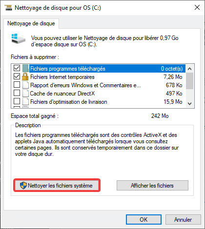 Nettoyage de disque Windows
