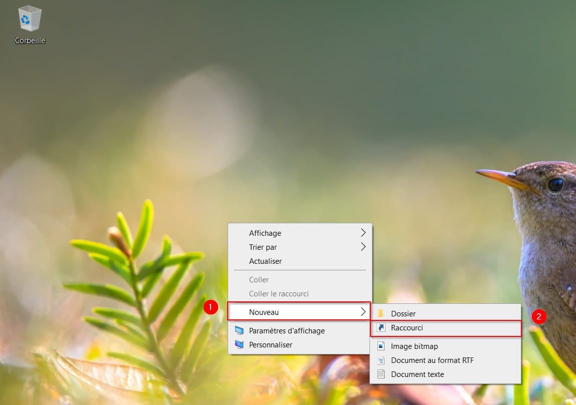Créer un raccourci Explorateur de fichiers sur le bureau Windows 10