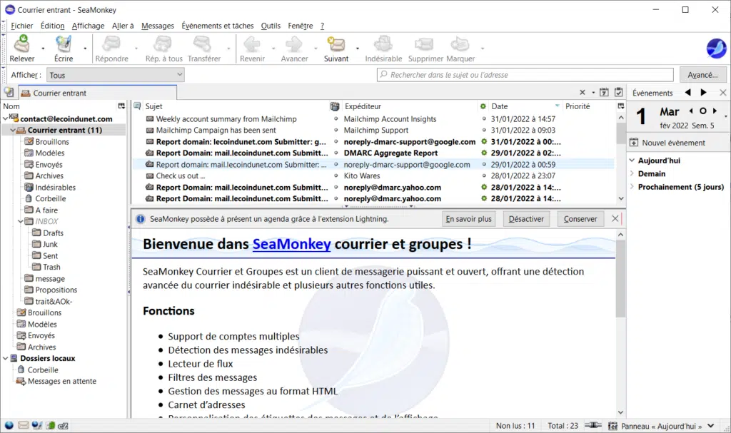 Client de messagerie gratuit  SeaMonkey