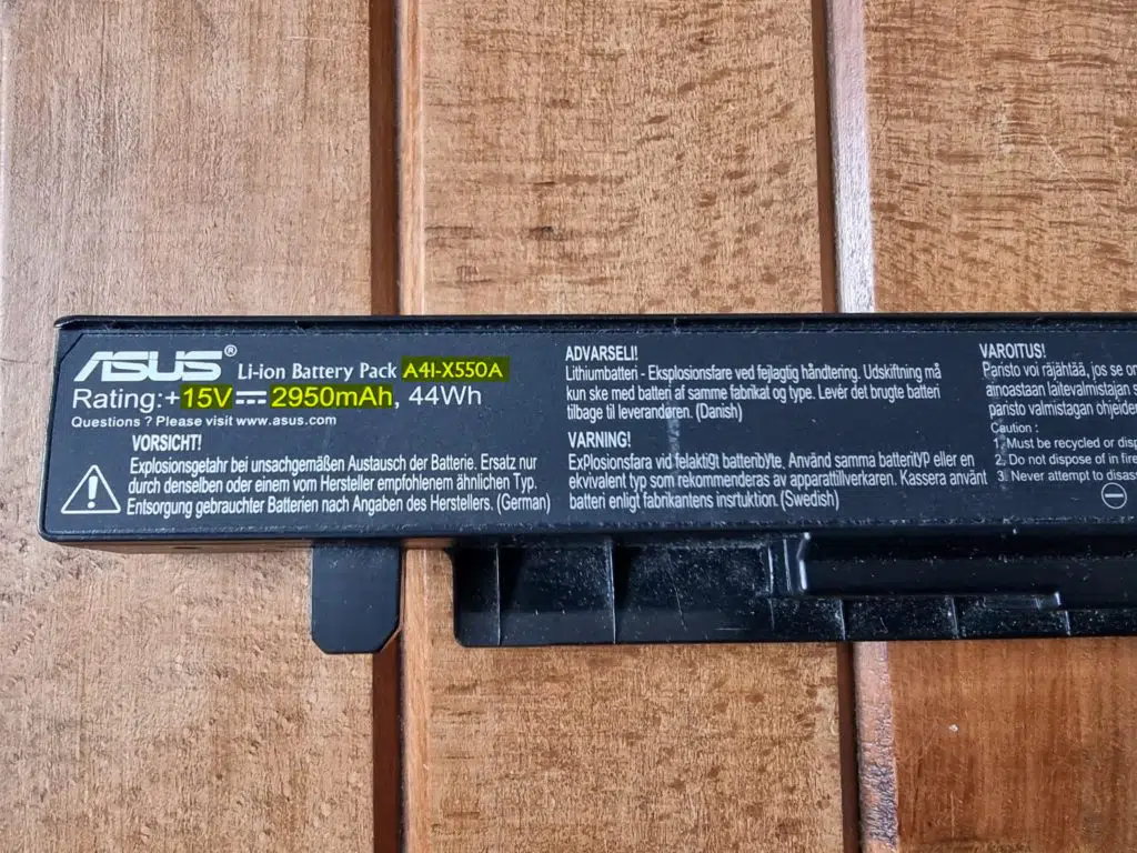Informations batterie ASUS