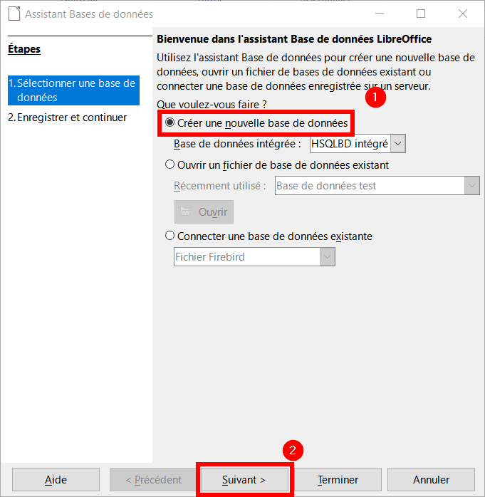 Créer une base de données avec LibreOffice Base
