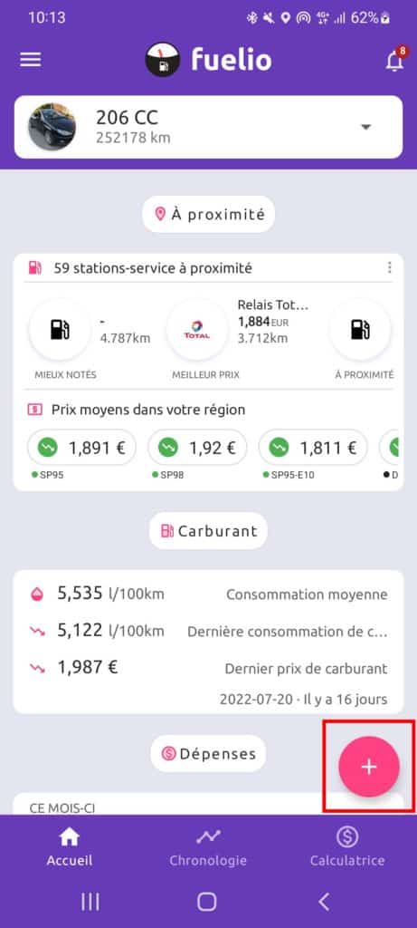 Gérer sa consommation de carburant avec Fuelio.