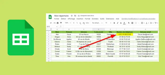 Le format numéro de téléphone dans Google Sheets