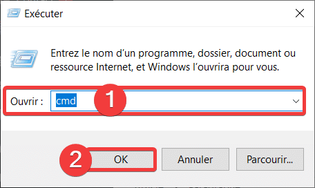 Ouvrir une invite de commandes Windows depuis une fenêtre Exécuter