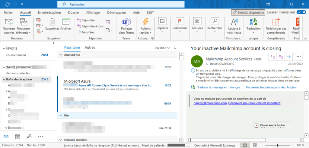 Logiciel de messagerie Microsoft Outlook (Payant)