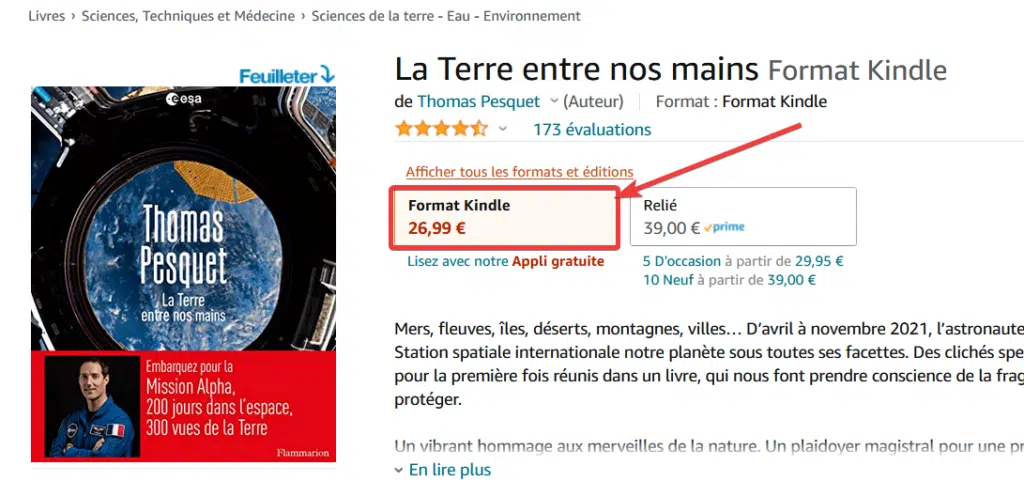 Choisir un livre au format Kindle sur Amazon