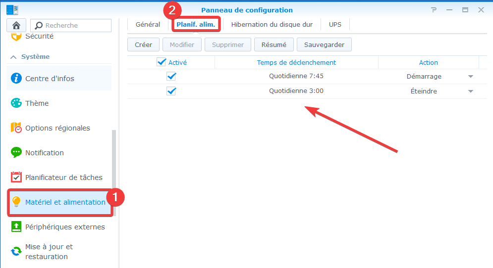 Planifier un redémarrage d'un NAS Synology