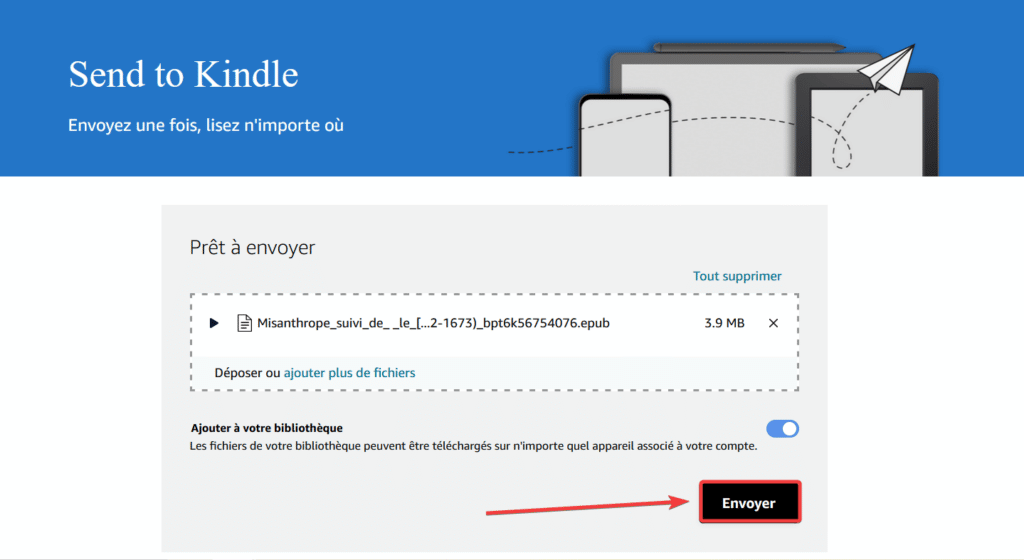 Ajouter un livre (EPUB, PDF, ...) sur Kindle depuis la plateforme Send to Kindle