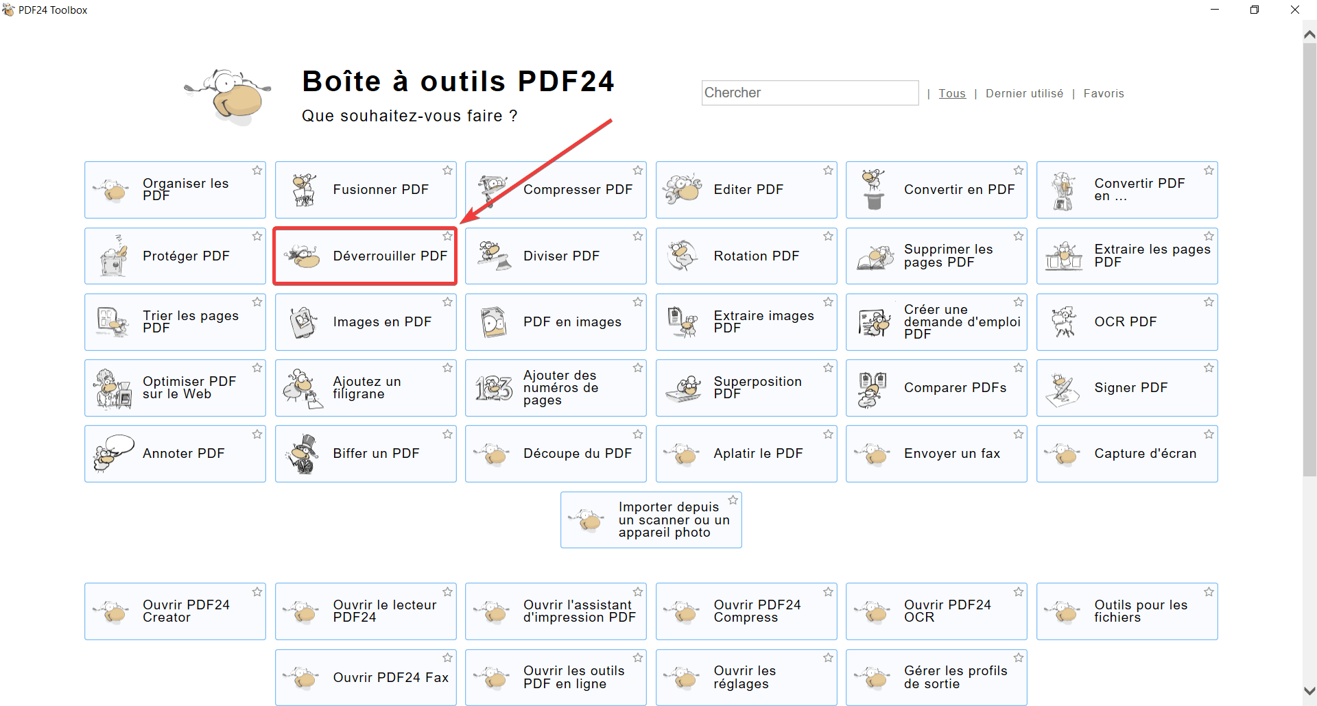 Déverrouiller PDF avec PDF24