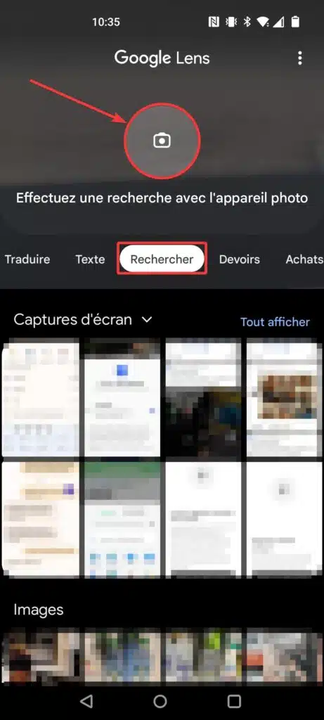 Rechercher avec Google Lens