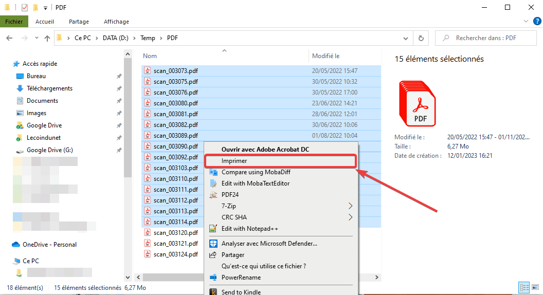 Comment imprimer plusieurs fichiers en une fois ?