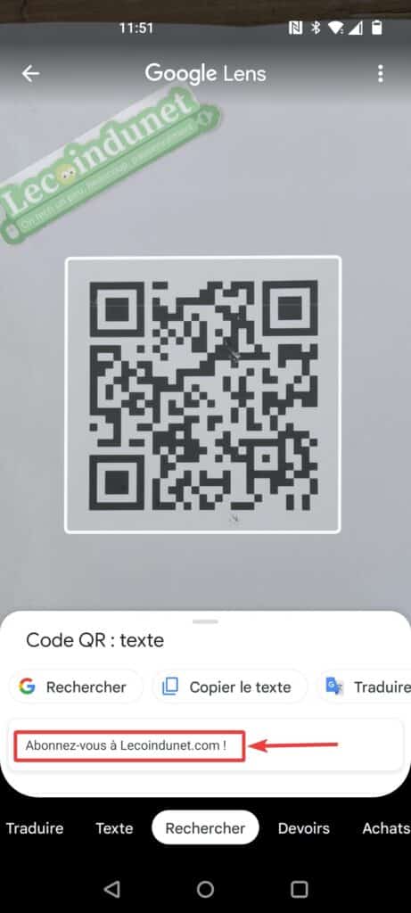 Scanner un QR Code contenant un texte sur Android