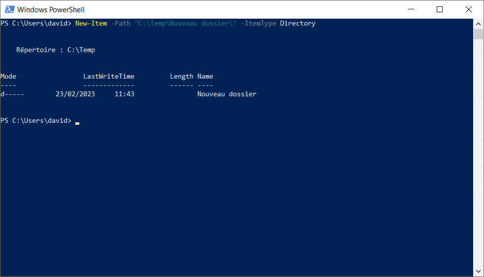 Créer un dossier avec PowerShell