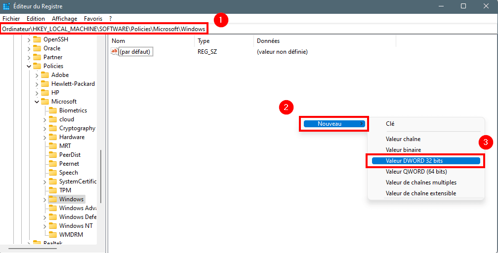 Ecran de verrouillage Windows 11 registre