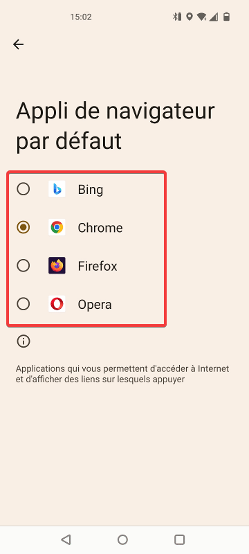 Changer navigateur par défaut sur Android