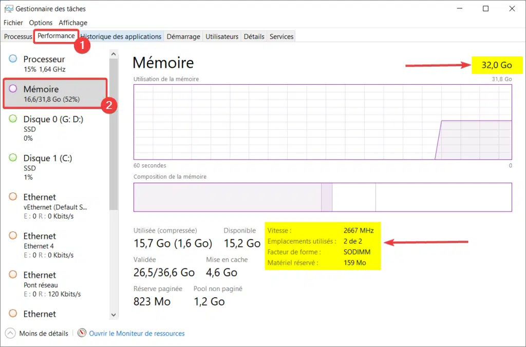 Connaitre la RAM sur Windows 10