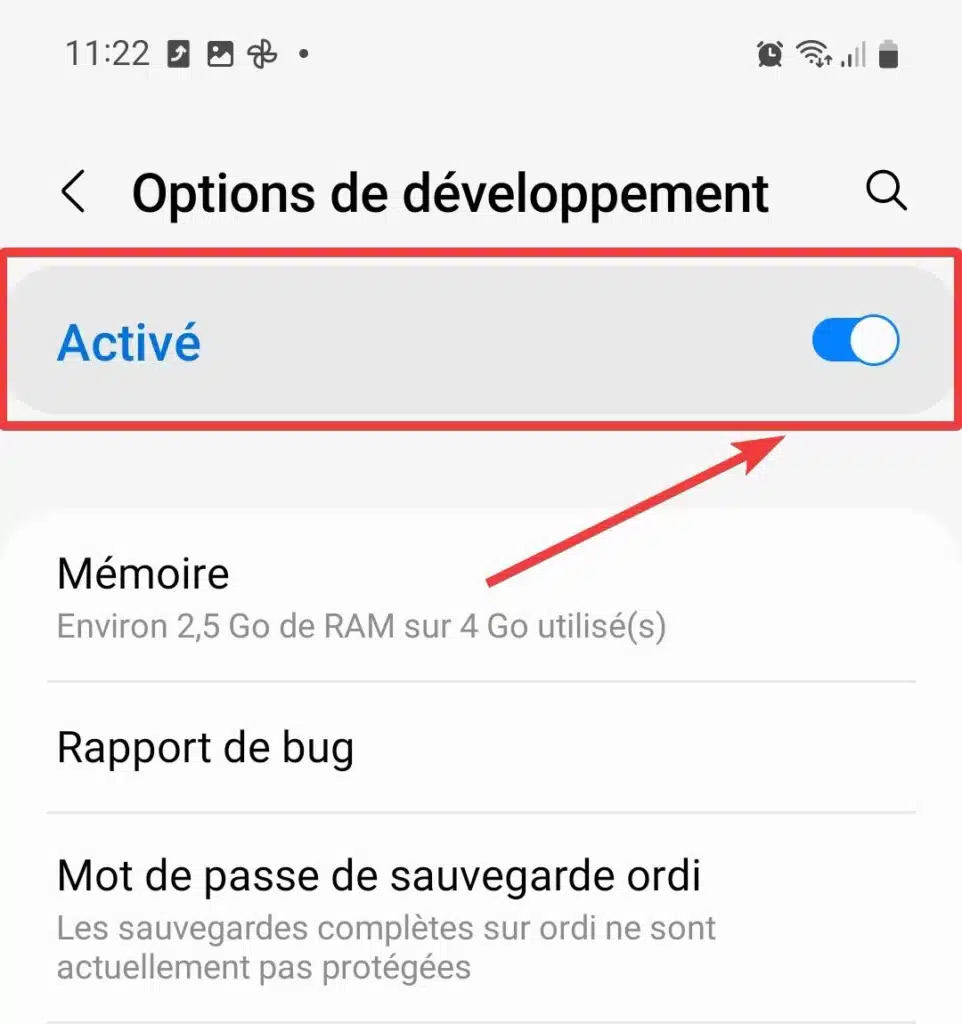 Désactiver le mode développeur sur Android