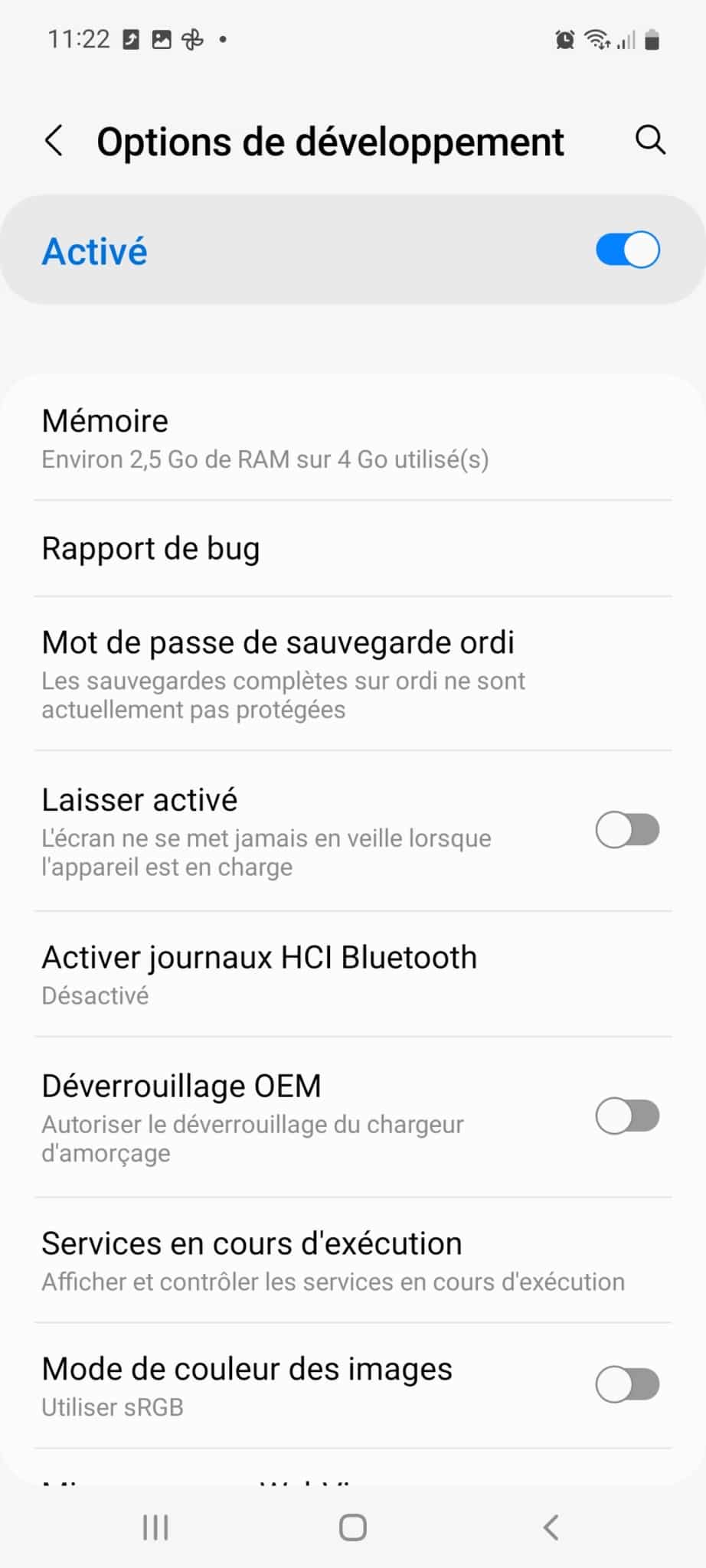 Mode développeur sur Android