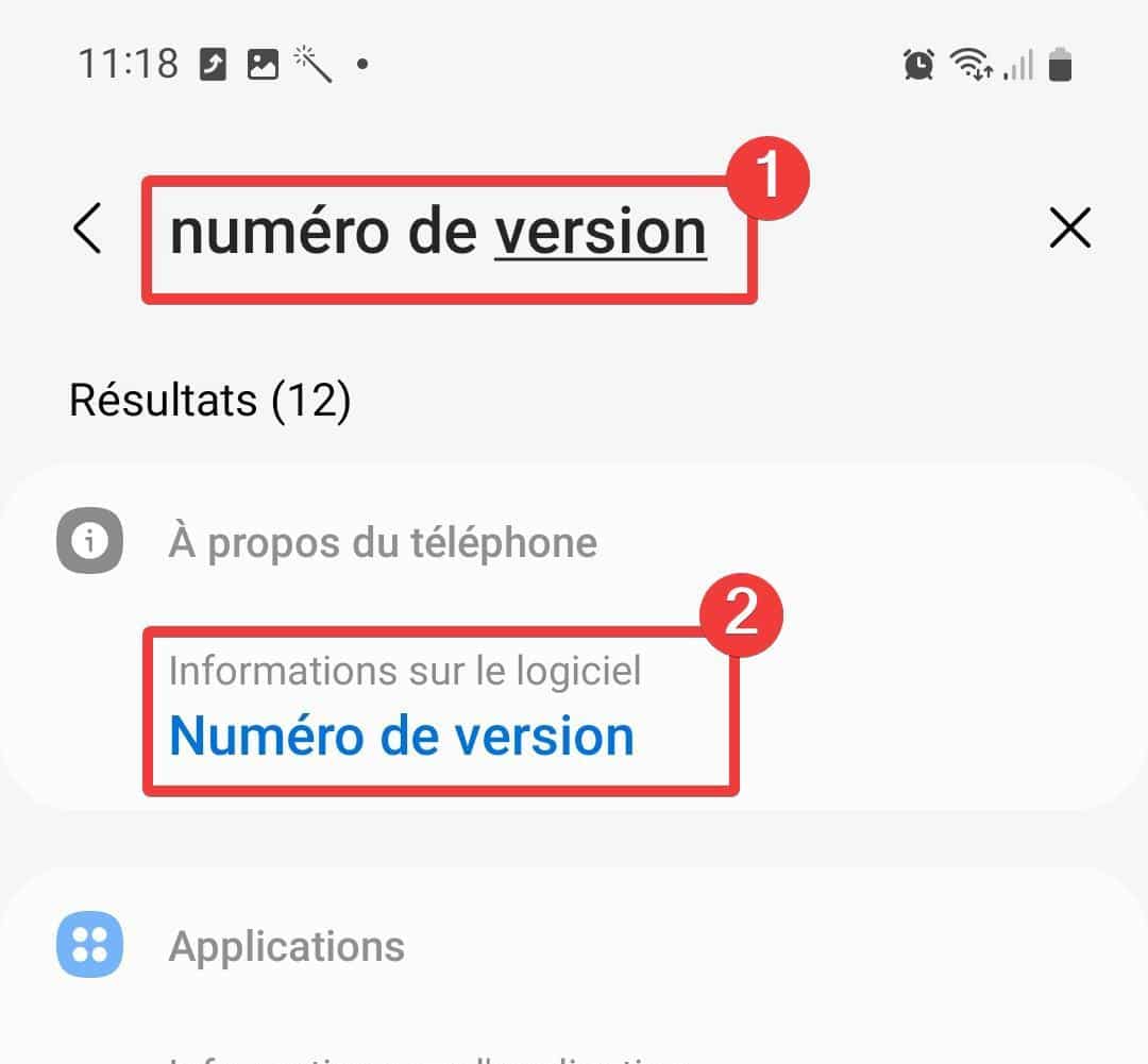 Rechercher numéro de version Android