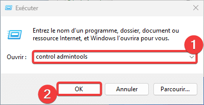 Ouvrir outils d'administration depuis une fenêtre Exécuter Windows
