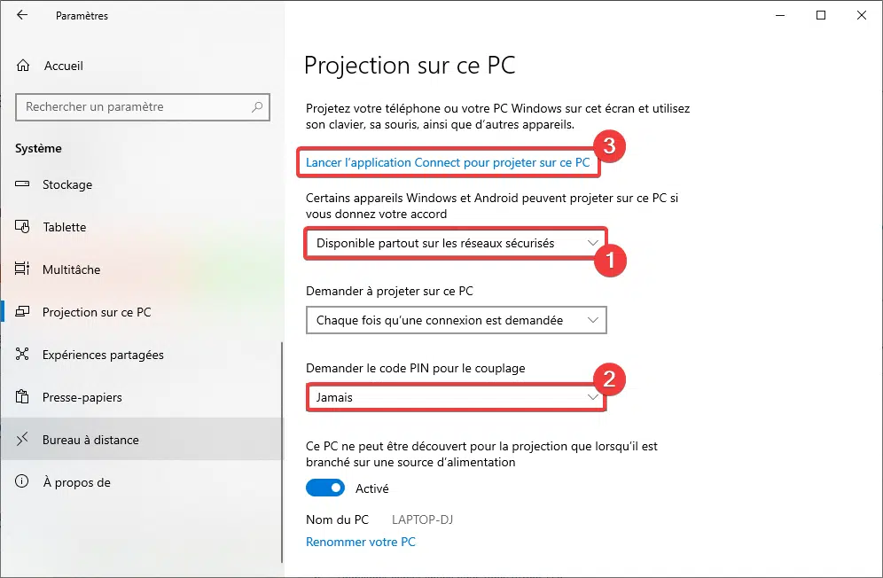 Lancer app Connect Windows