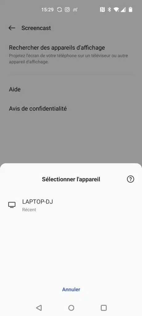 Screencast sur OxygenOS OnePlus
