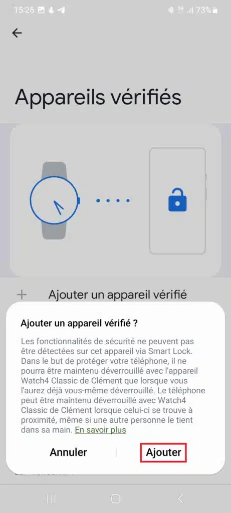 Déverrouiller téléphone avec montre