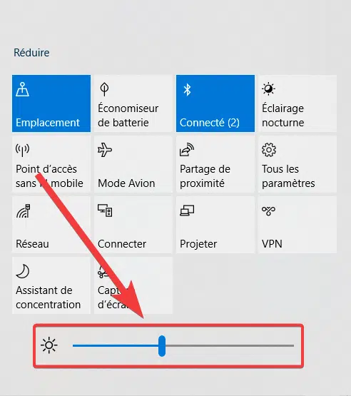 Windows ajuster luminosité