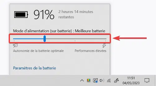 Ajuster mode alimentation sur batterie Windows