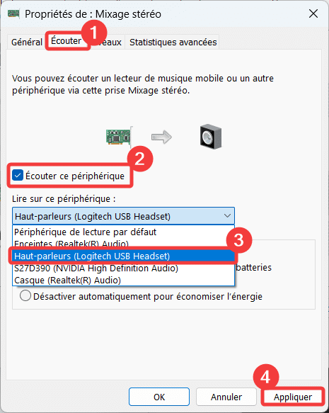 activer le son sur le deuxième casque