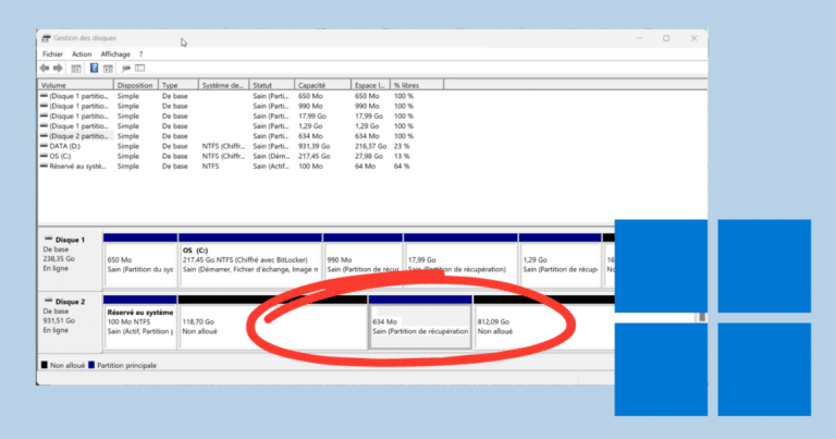 Supprimer une partition de récupération sur Windows