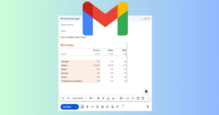 Comment insérer un tableau dans Gmail ?