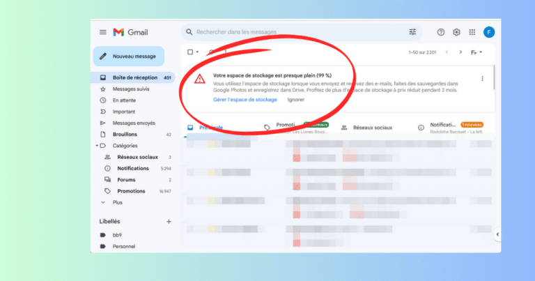 Espace de stockage plein sur Gmail : faire de place rapidement