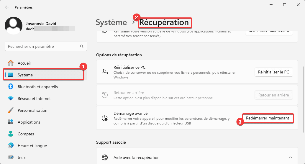 Redémarrer mode sans échec depuis Windows