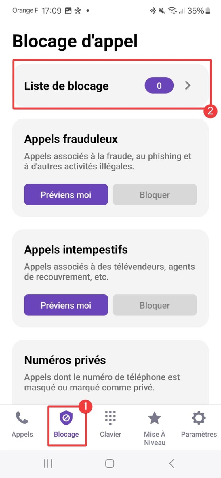 Bloquer des numéros commençant par un préfixe sur Android