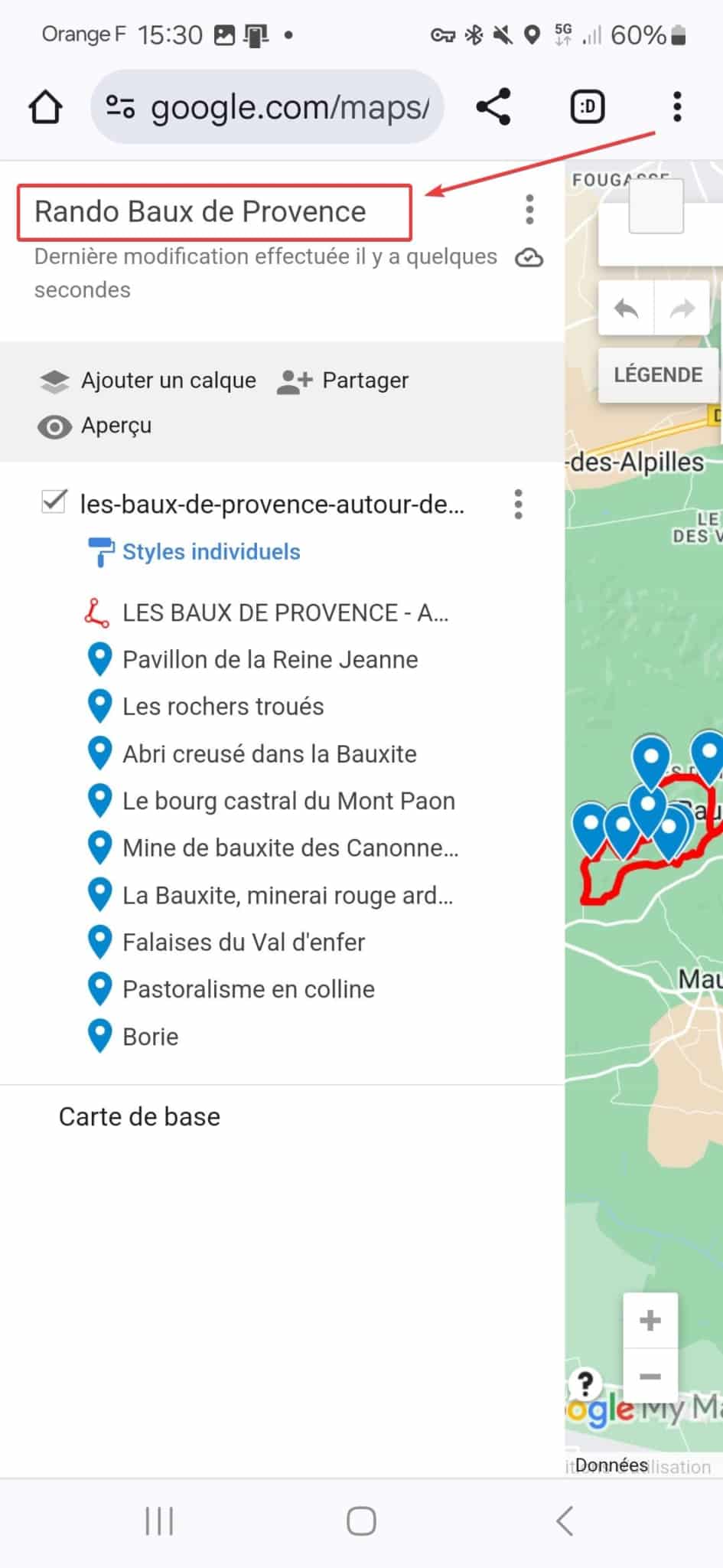 Importer un fichier GPX, KML dans Google Maps