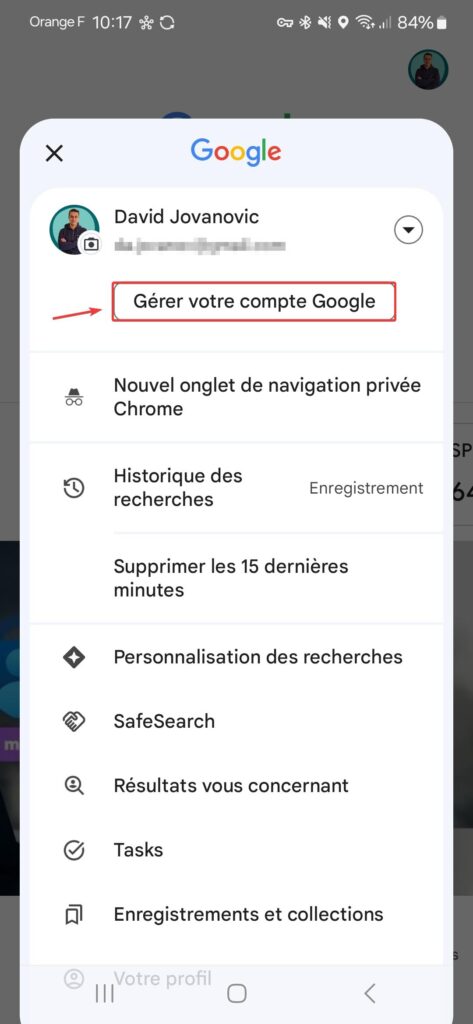 Gérer compte Google