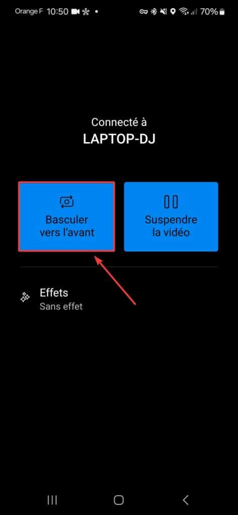 Option basculer vers l'avant