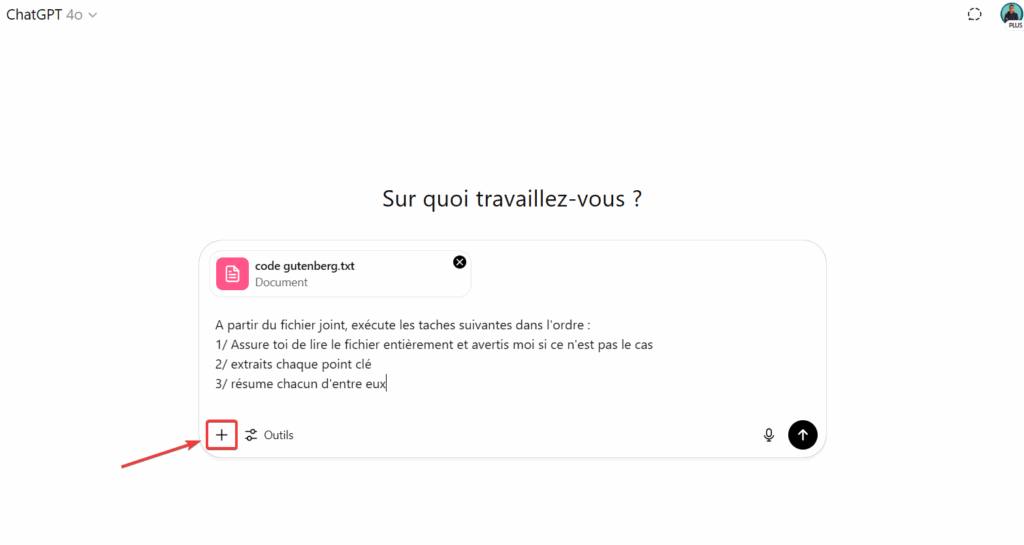 Envoyer un fichier avec ChatGPT