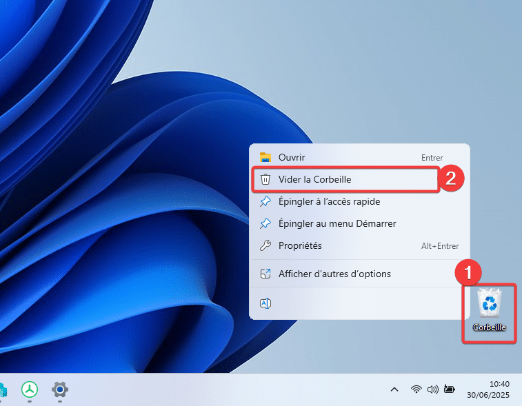 Vider la corbeille sur Windows 11