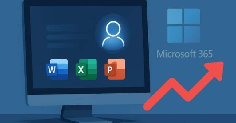 Image affichant le logo Microsoft 365 avec une hausse deprix