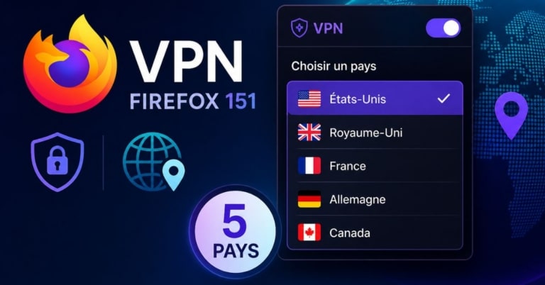 VPN Firefox :  vous allez pouvoir choisir parmi 5 pays dans la version 151